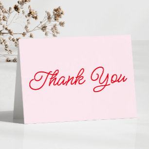 Modern Minimal Minimalist Pink and Red Wedding Thank You Card