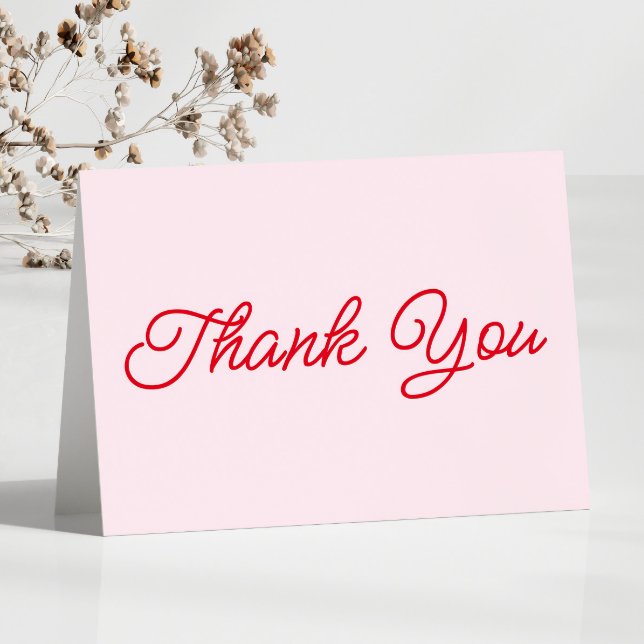 Modern Minimal Minimalist Pink and Red Wedding Thank You Card (Creator Uploaded)
