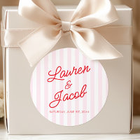 Modern Minimal Minimalist Red Pink Stripes Wedding