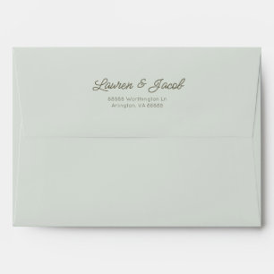 Modern Minimal Minimalist Sage Green Wedding Envelope