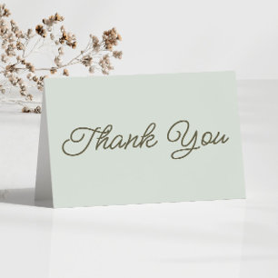 Modern Minimal Minimalist Sage Green Wedding Thank You Card