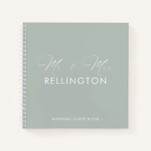 Modern Minimal Mint Green Wedding Guest Book