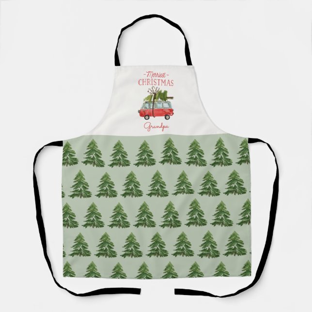 Modern minimal monochrome Christmas family baking Apron (Front)