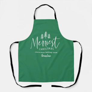 Modern minimal monochrome Christmas family baking Apron