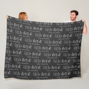 Modern minimal monochrome typography new baby gift fleece blanket