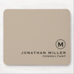 Modern Minimal Monogram Beige Mouse Pad<br><div class="desc">Modern Minimal Monogram Name Title Custom Black Classic Block Typography Solid Beige Mouse Pad. Personalise this stylish beige mousepad with your monogram,  name,  title or text of your choice.</div>