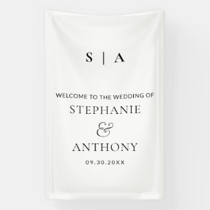 Modern Minimal Monogram Black and White Wedding Banner