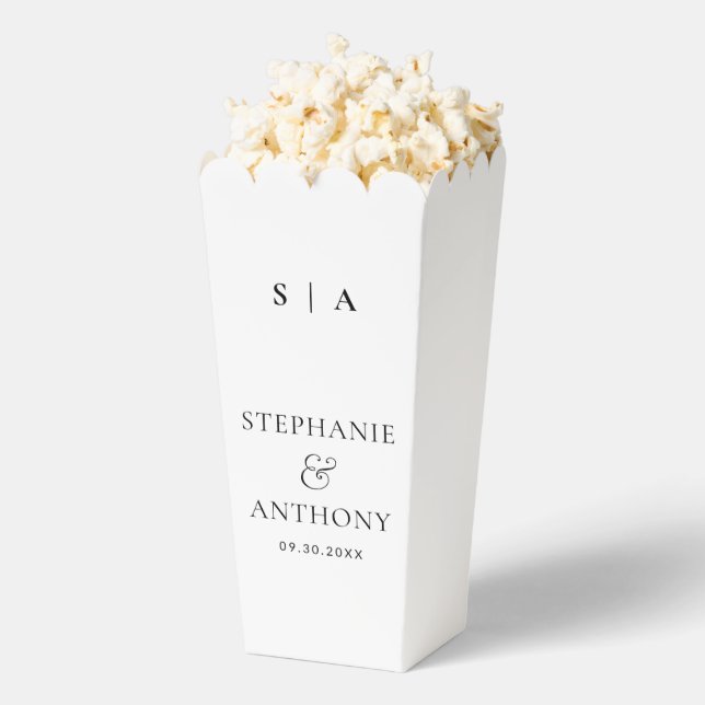 Modern Minimal Monogram Black and White Wedding   Favour Box (Popped)
