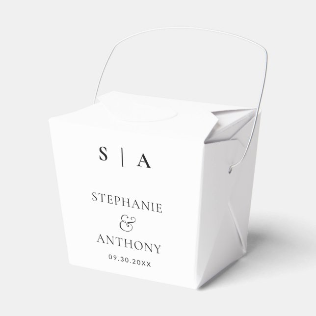Modern Minimal Monogram Black and White Wedding    Favour Box (Front Side)