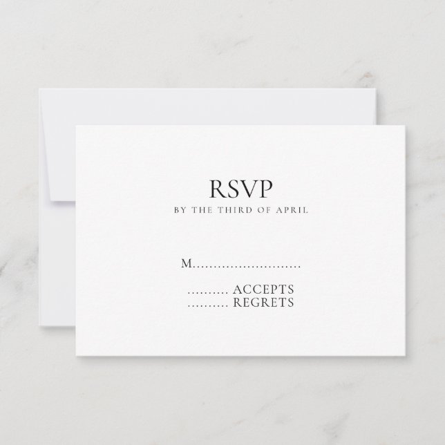 Modern Minimal Monogram Black and White Wedding  RSVP Card (Front)