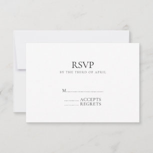 Modern Minimal Monogram Black and White Wedding RSVP Card