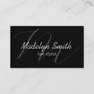 Modern Minimal Monogram Black QR Code Professional Business Card