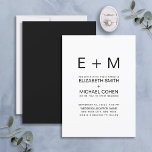 Modern Minimal Monogram Black & White Wedding Invitation<br><div class="desc">Sleek,  chic and elegant,  this black and white Minimal Monogram wedding invitation is easily personalised with your wedding initials,  and perfect for a modern,  sophisticated affair in modern sans serif typography. Copyright Elegant Invites,  all rights reserved.</div>