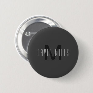 Modern Minimal Monogram Design Editable Dark Grey 6 Cm Round Badge