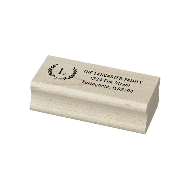 Modern Minimal Monogram Family Name Return Address Rubber Stamp (Stamp)