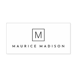 Modern minimal monogram initial and name rubber stamp