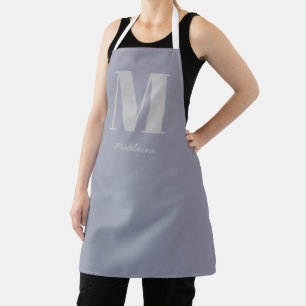 Modern Minimal Monogram Initial Grey Name Apron