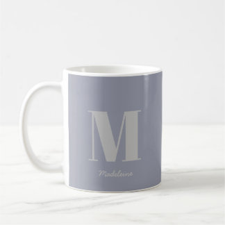 Modern Minimal Monogram Initial Grey Name Coffee Mug
