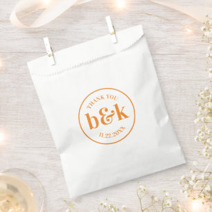 Modern Minimal Monogram Initials Orange Wedding Fa Favour Bags