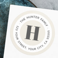Modern minimal monogram light tan return address