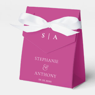 Modern Minimal Monogram Magenta and White Wedding Favour Box