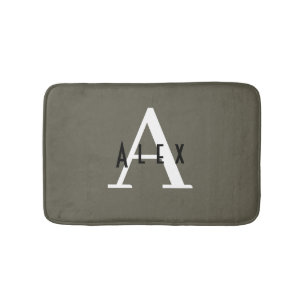 Modern Minimal Monogram Name + Initial Bath Mat