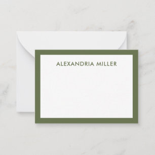 Modern Minimal Monogram Name Olive Card