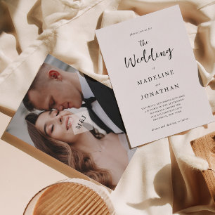 Modern Minimal Monogram Photo Wedding Invitation