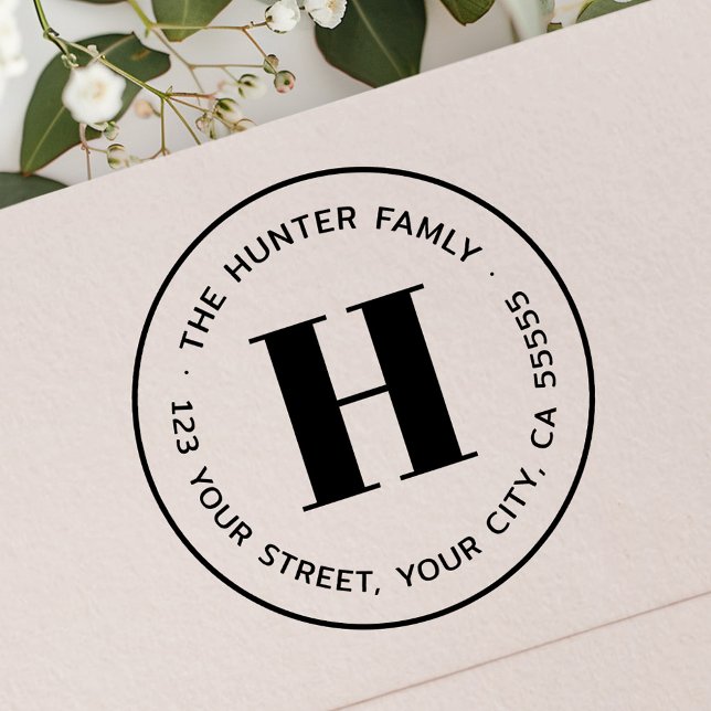 Modern minimal monogram return address rubber stamp (Modern minimal monogram return address rubber stamp)