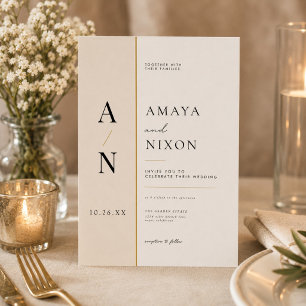 Modern Minimal Monogram Wedding Invitation