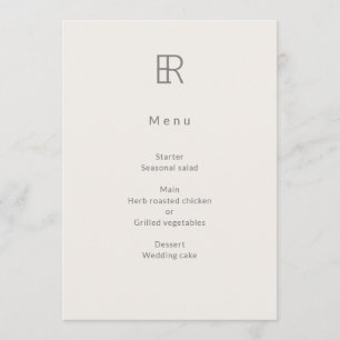 Modern Minimal Monogram Wedding Menu