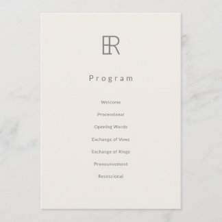 Modern Minimal Monogram Wedding Program Programme
