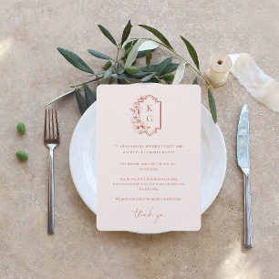 Modern Minimal   Monogram Wedding Table Thank You Menu