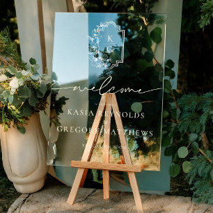Modern Minimal Monogram Wedding Welcome Acrylic Sign