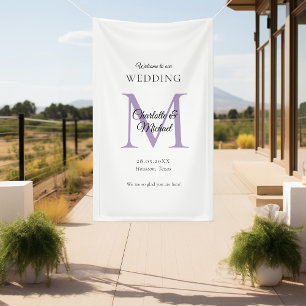 Modern Minimal Monogram Wedding Welcome  Banner