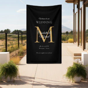 Modern Minimal Monogram Wedding Welcome  Banner