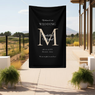 Modern Minimal Monogram Wedding Welcome  Banner