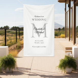 Modern Minimal Monogram Wedding Welcome Banner