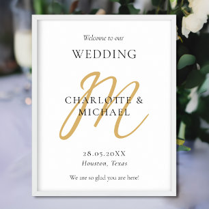 Modern Minimal Monogram Wedding Welcome Poster