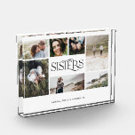 Modern minimal multi 7 photo sisters elegant block<br><div class="desc">Modern minimal simple personalised sisters multi 7 photo Christmas holiday gift home decor tray design. Simple,  clean elegant minimal design. Ideal for mum,  dad,  sister,  brother,  husband,  wife,  aunty,  uncle,  grandma,  grandpa,  granddad birthday,  christmas,  anniversary,  mothers day,  fathers day.</div>