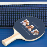 Modern minimal Multi photo dad navy blue Ping Pong Paddle<br><div class="desc">Modern graphic typography navy blue multi photo best dad ever birthday,  Christmas or fathers day gift card. Part of a collection.</div>