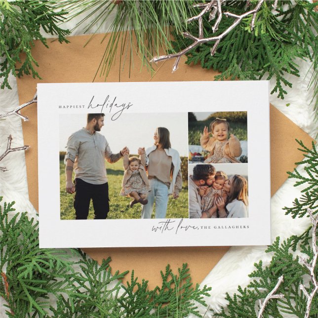Modern Minimal Multi Photo Holiday Photo Cards (modern minimal holiday photo card multiple photos)