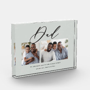 Modern minimal multi photo script dad gift block