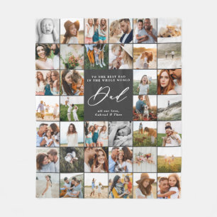 Modern minimal multi photo script dad gift  fleece blanket