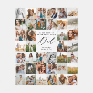 Modern minimal multi photo script dad gift fleece blanket