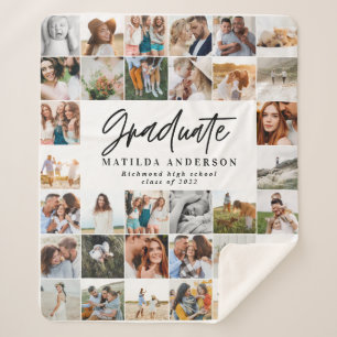 Modern minimal multi photo script dad gift  fleece sherpa blanket