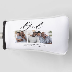 Modern minimal multi photo script dad gift golf head cover