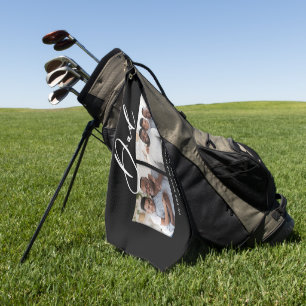 Modern minimal multi photo script dad gift golf to towel