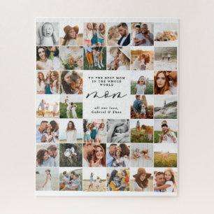 Modern minimal multi photo script mum  jigsaw puzzle