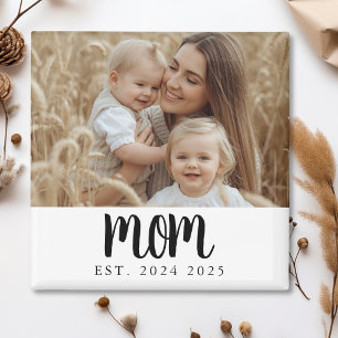 Modern Minimal Mum Established Photo Gift Magnet